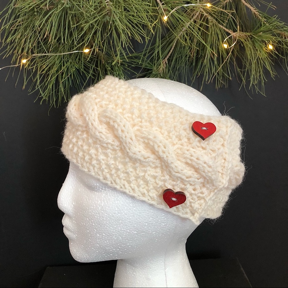 Red Buttons 100% Virgin Wool Headband